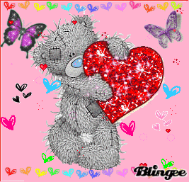 Tatty Teddy With Red Heart And Butterflies Glitter Picture