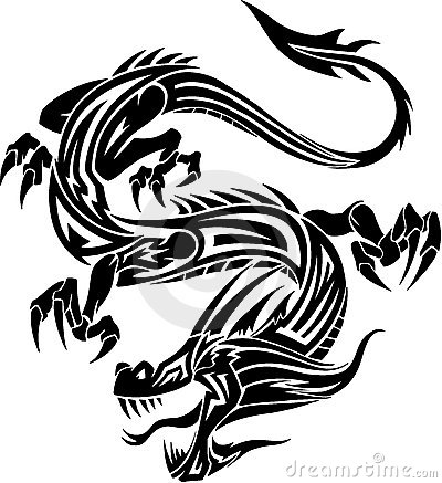 Terrific Roaring Tribal Dragon Tattoo Design