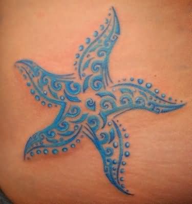 Tribal Blue Starfish Tattoo