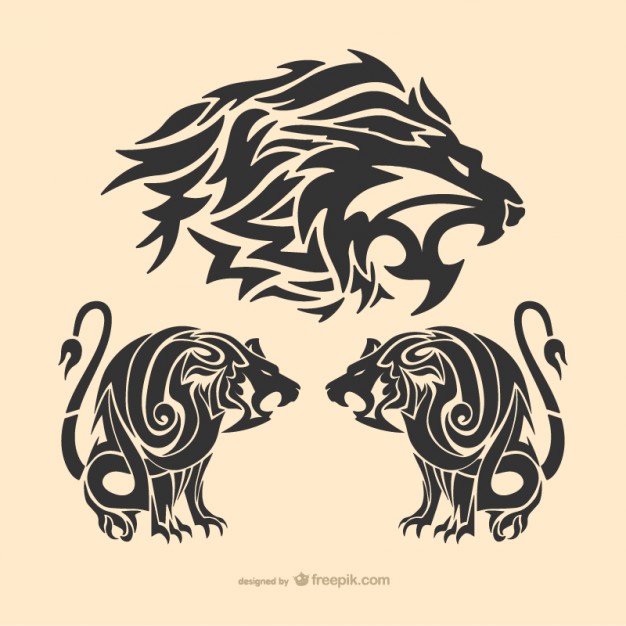 Tribal Lions Tattoo Set