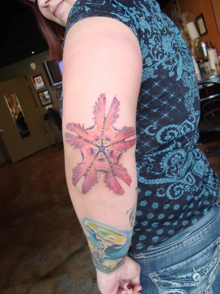 Unique Starfish Tattoo On Elbow By Locustofthesea