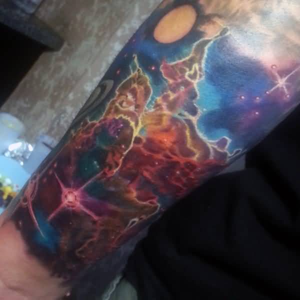 Universe Tattoo On Arm Sleeve