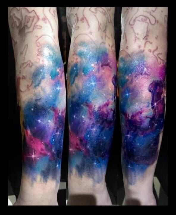 Universe Tattoo On Left Arm