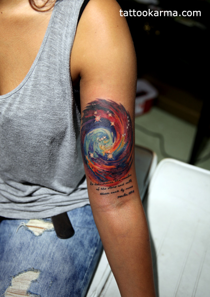 Universe Tattoo On Left Bicep