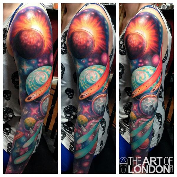 Universe Tattoo On Left Sleeve by The Art of London