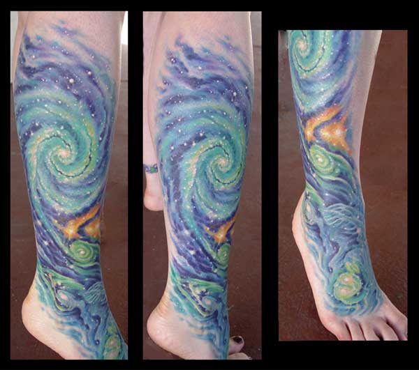 Universe Tattoo On Side Leg