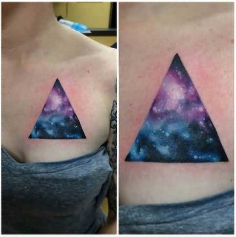 Universe Triangle Tattoo On Chest