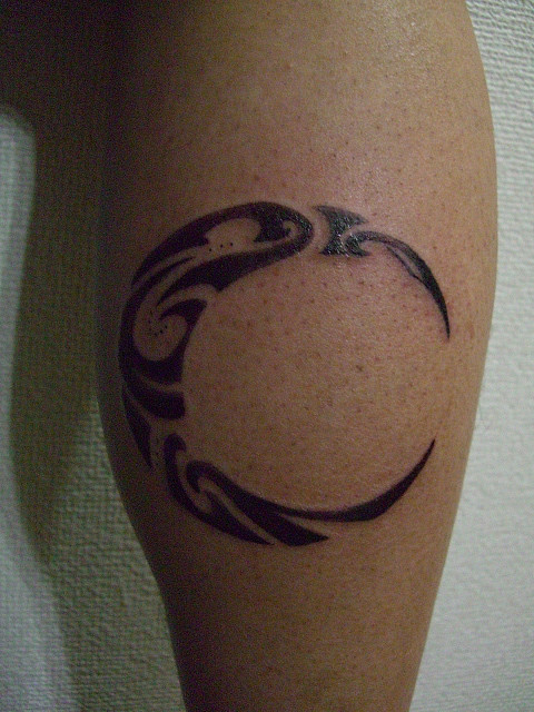 Very Nice Tribal Crescent Moon Tattoo