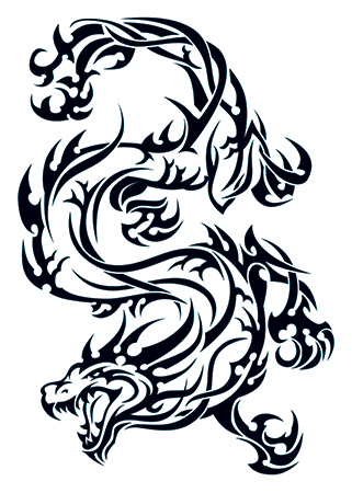 Very Nice Tribal Roaring Dragon Tattoo Design