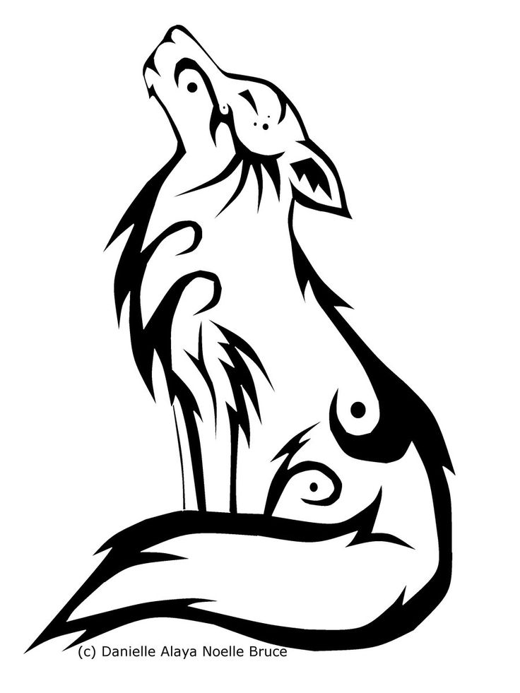 Very Nice Tribal Wolf Howling Tattoo Design By PassionatePaints