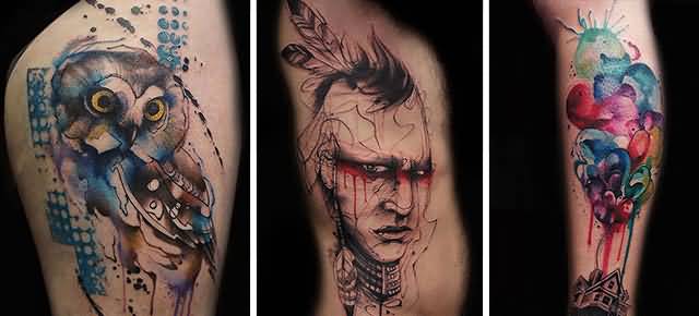 Watercolor Artistic Tattoos Ideas