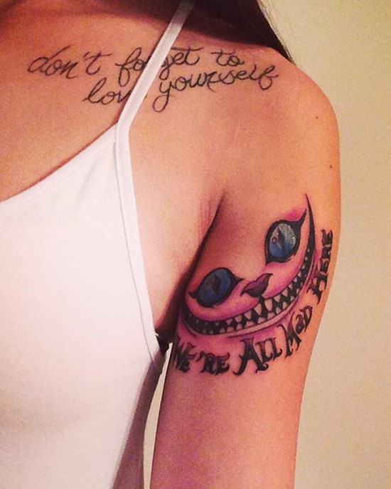 We're All Mad Here Cheshire Alice in Wonderland Tattoo