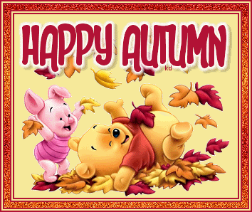 Winnie Pooh Greets You Happy Autumn Glitter