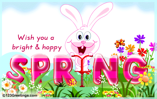 Wish You A Bright & Happy Spring Jumping Bunny Animated Ecard