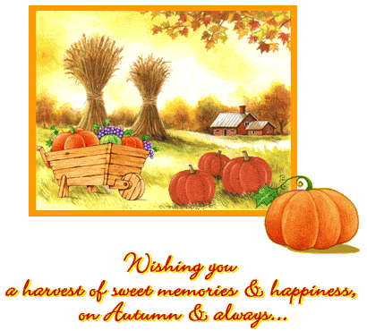 Wishing You A Harvest Of Sweet Memories & Happiness On Autumn & Always Squirrel Behind Pumpkin Animated Picture