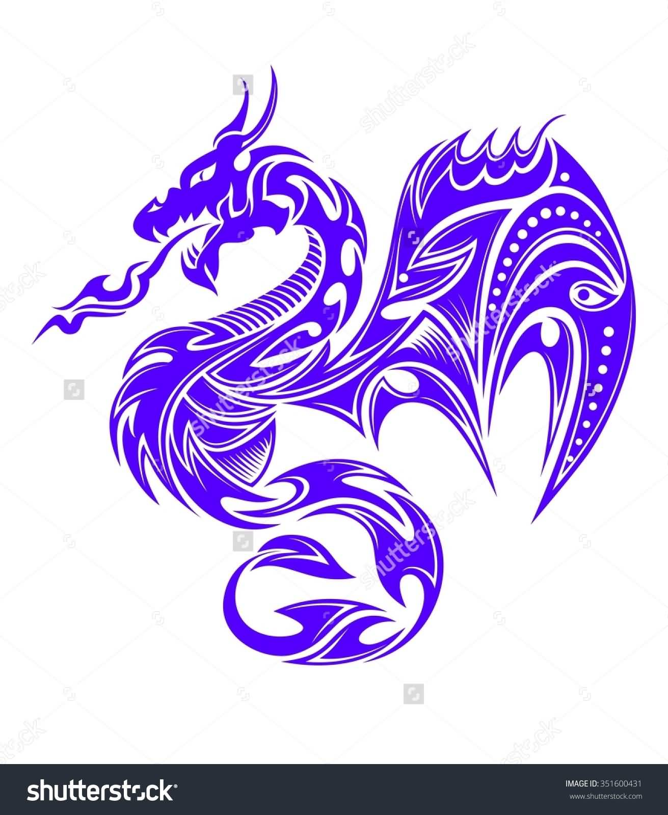 Wonderful Purple Color Tribal Dragon Tattoo Design