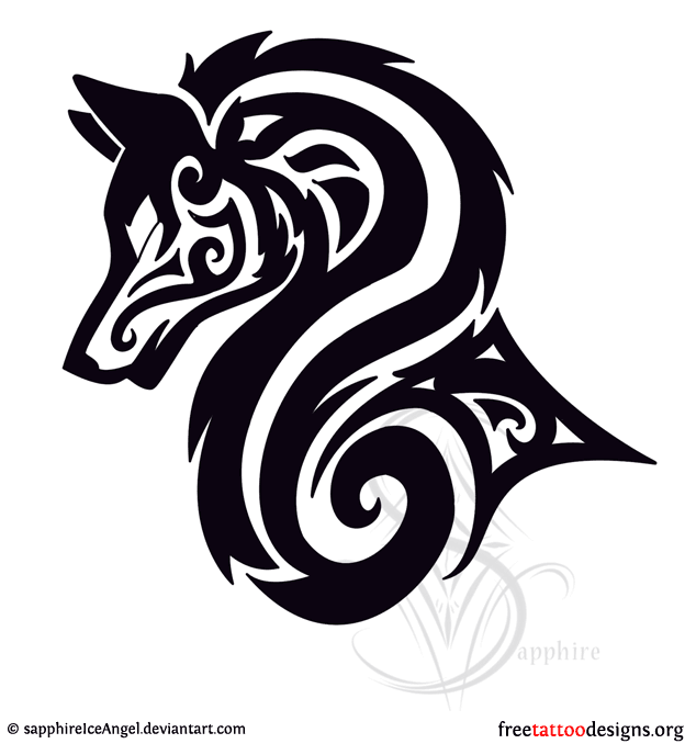 Wonderful Tribal Wolf Head Tattoo Design