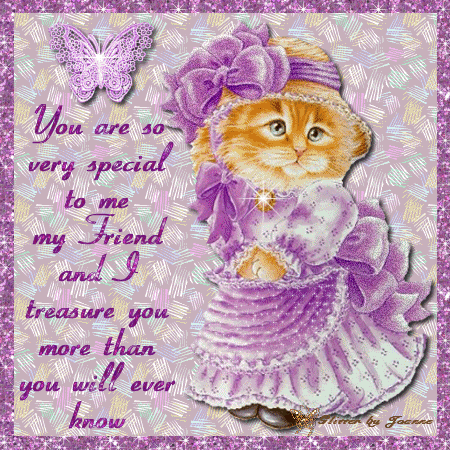 You Are So Very Special To Me My Friend And I Treasure You More Than You Will Ever Know Cat With Purple Dress Glitter