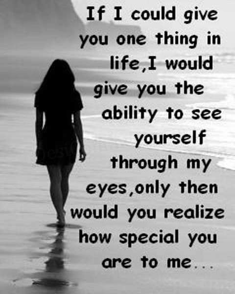You One Thing In Life, I Would Give You The Ability To See Yourself Through My Eyes, Only Then Would You Realize How Special You Are To Me