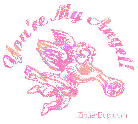 You're My Angel Pink Angel Playing Instrument Glitter