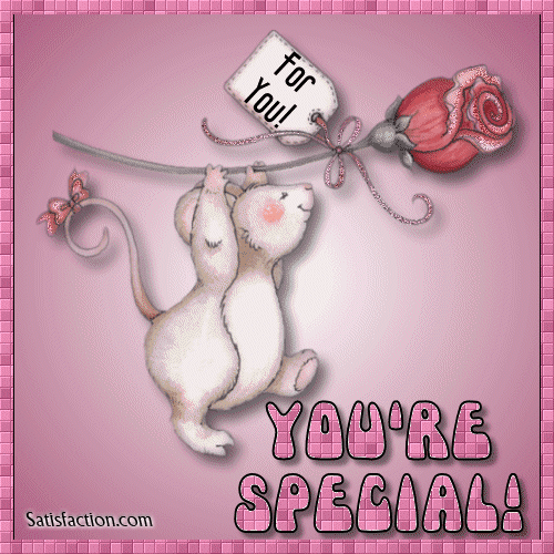 You're Special Mouse With Red Rose For You Glitter Ecard