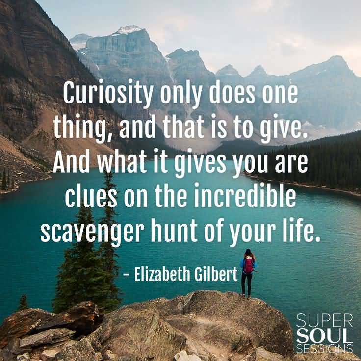 curiosity only does one thing, and that is to give. and what it gives you are clues on the incredible scavenger hunt of your life Elizabeth ...