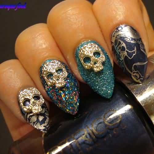 3d Skulls Nail Art For Trendy Girls