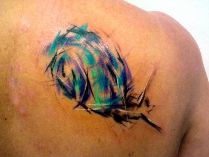 Abstract Snail Tattoo On Right Upper Back