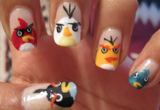Acrylic Angry Birds Nail Art