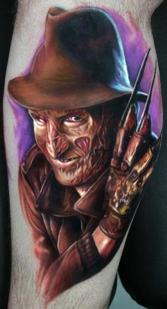 Amazing 3D Freddy Krueger Smiling Tattoo