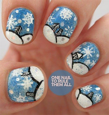 Amazing Snowflakes Winter Nail Art Design