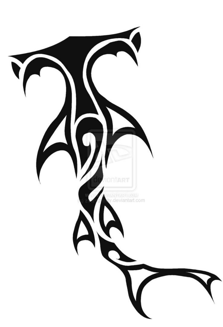 Amazing Tribal Hammerhead Shark Tattoo Design