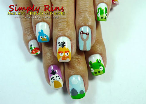 Angry Birds Nail Art Design Idea