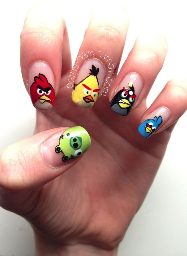 Angry Birds Nail Art Design