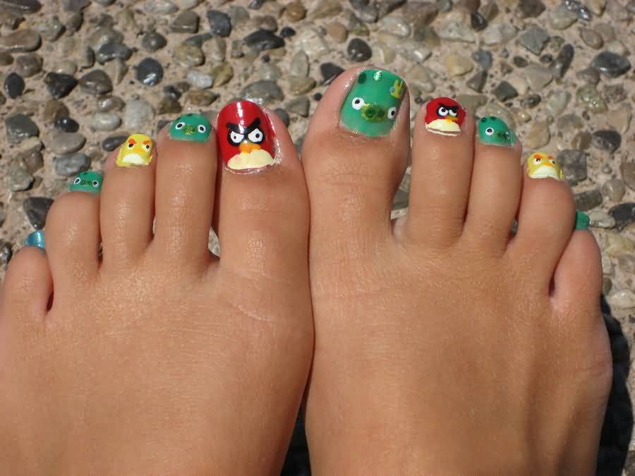 Angry Birds Nail Art For Toe