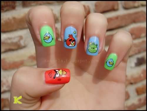 Angry Birds Nail Design