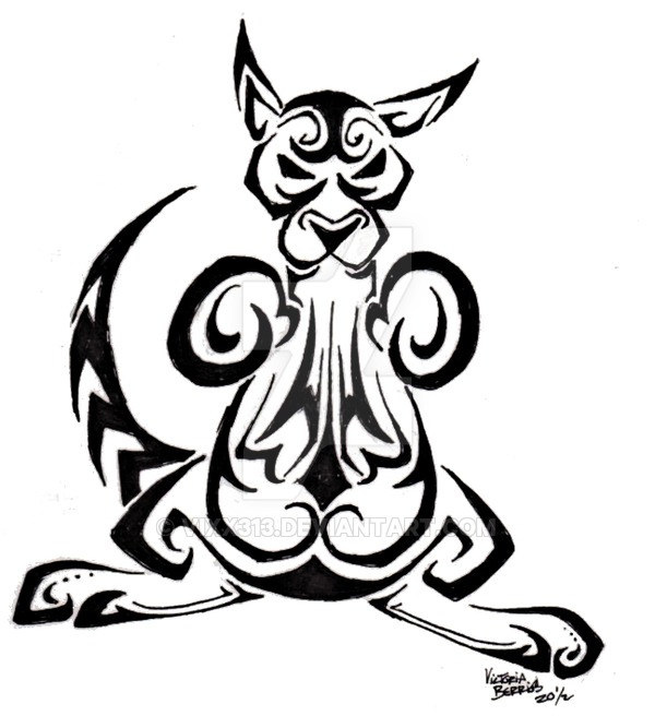 Angry Tribal Boxer Kangaroo Tattoo Stencil By Vixx313