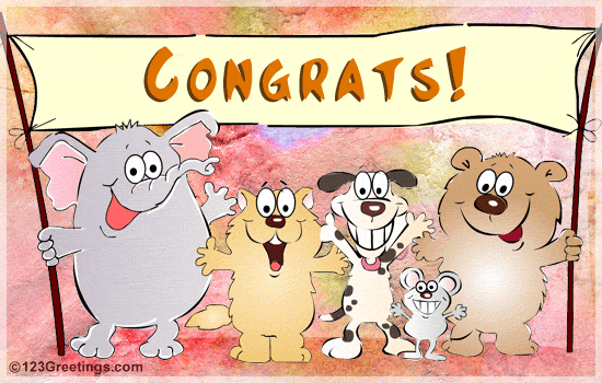 Animals With Congrats Banner Animated Image