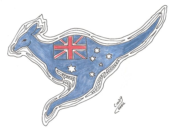 Australian Flag On Full Kangaroo Body Tattoo Design By Cwebster2003