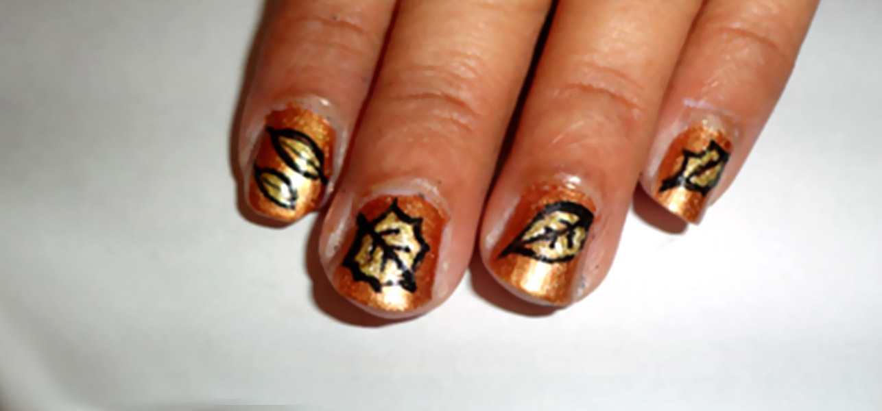 Autumn Leaves Nail Art For Short Nails