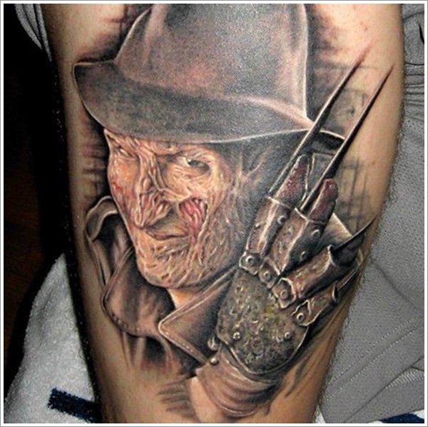 Awesome 3D Freddy Krueger Portrait Tattoo