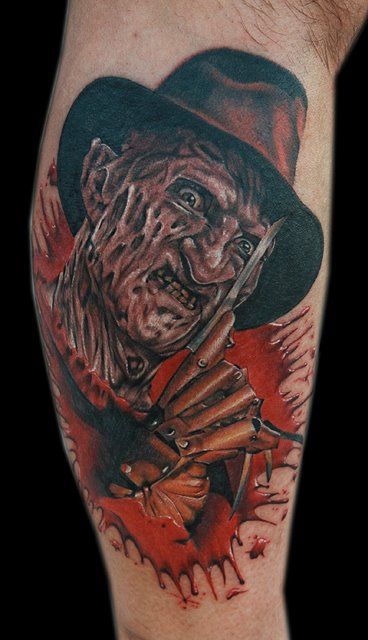 Awesome Angry Freddy Krueger Colored Tattoo
