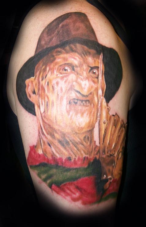 Awesome Color Ink Freddy Krueger Portrait Tattoo
