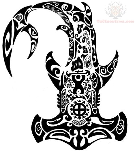 Awesome Hawaiian Tribal Hammerhead Shark Tattoo Design