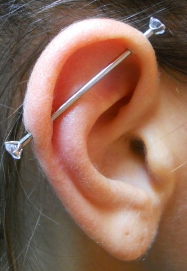 Awesome Industrial Barbell Piercing