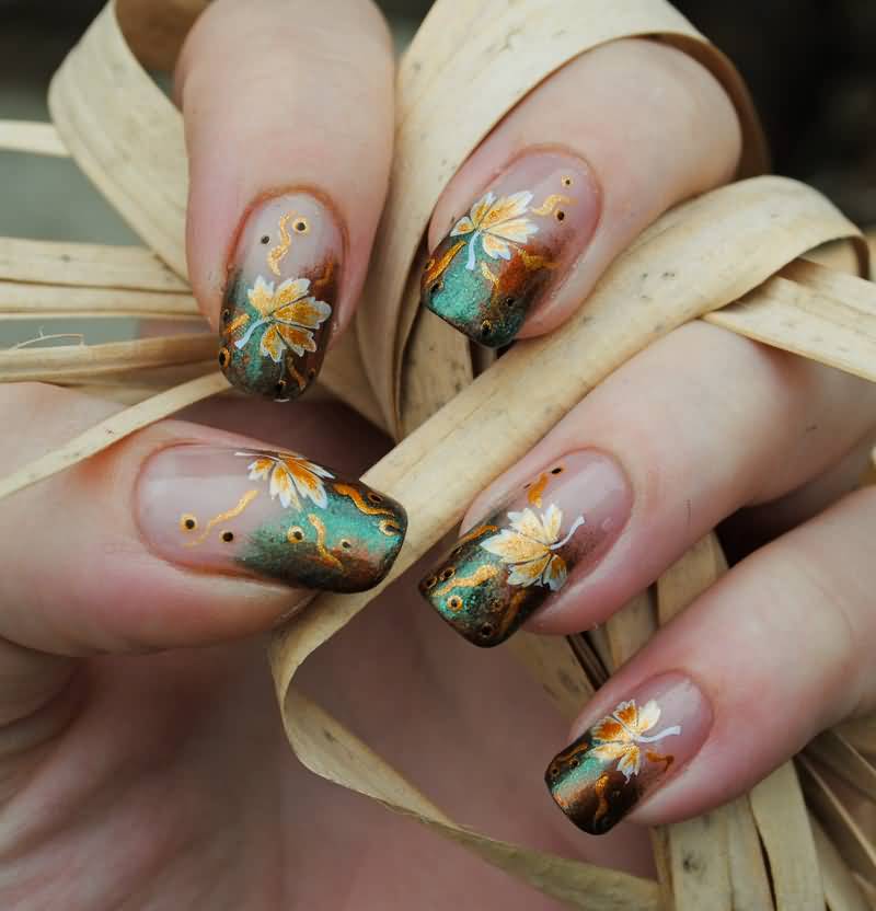 Beautiful French Tip Autumn Nail Art