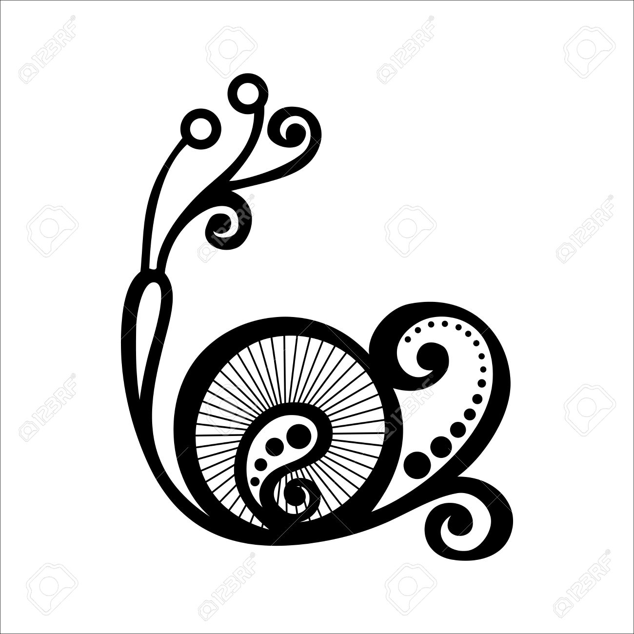 Beautiful Patterned Snail Tattoo Stencil