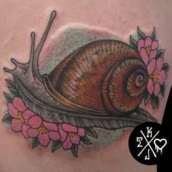 Beautiful Snail Traditional Tattoo