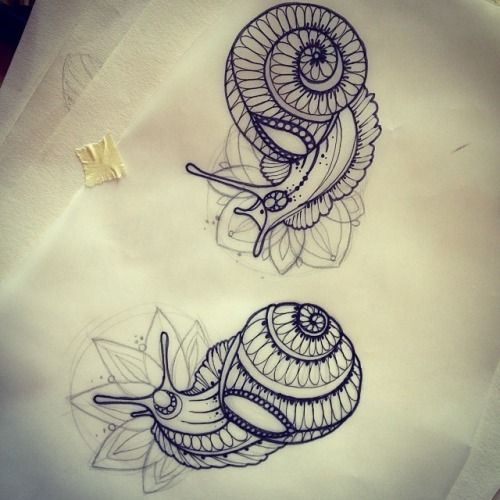 Beautifuly Designed Two Snails Tattoo Sample
