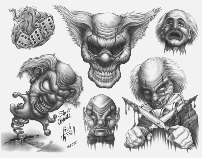 Black And White Evil Skulls Tattoo Design